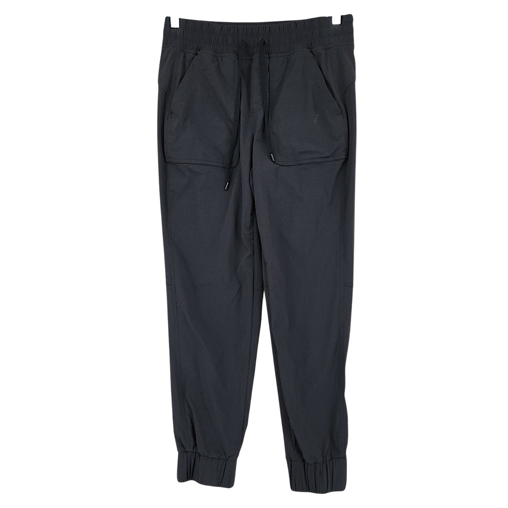 Eddie Bauer Jogger Pant 8 Women Black Stretch Utility Hiking Cargo Nylon Outdoor